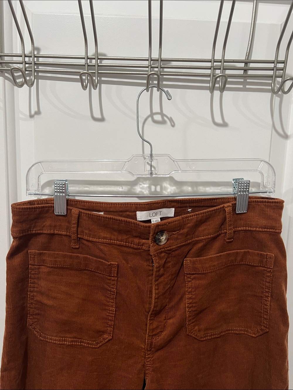 LOFT Wide-Leg The Palmer Corduroy Pants in Rust Size 6 - Picture 4 of 6